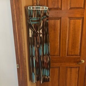 Donna Morgan Strapless Dress in Blue and Brown